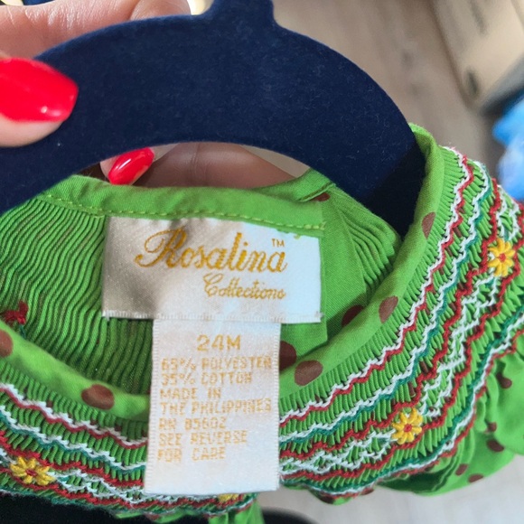 Green Smocked Sundress with Puff Sleeves - Picture 4 of 4